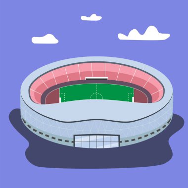 Spor müsabakaları için stadyum. Kamu alanlarının mimarisi, vektör illüstrasyonu
