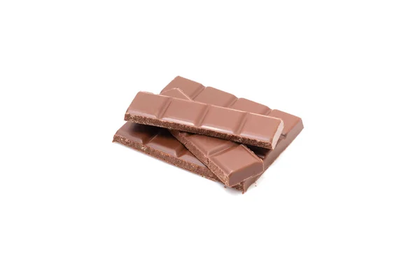 Куски Шоколада Белом Фоне Изолировать Разбитая Шоколадка Фото — стоковое фото