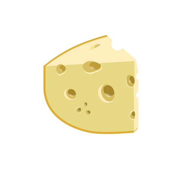 Beyaz Arka Planda Bir Parça Peynir Yemek Malzemeler Vektör Illüstrasyonu — Stok Vektör