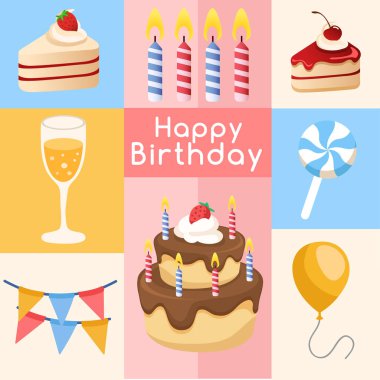 İyi ki doğdun elementler: Vektör çizim