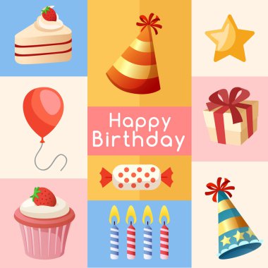 İyi ki doğdun elementler: Vektör çizim