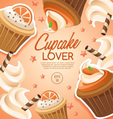 Cupcake elementler: Vektör çizim 