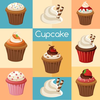 Cupcake elementler: Vektör çizim 