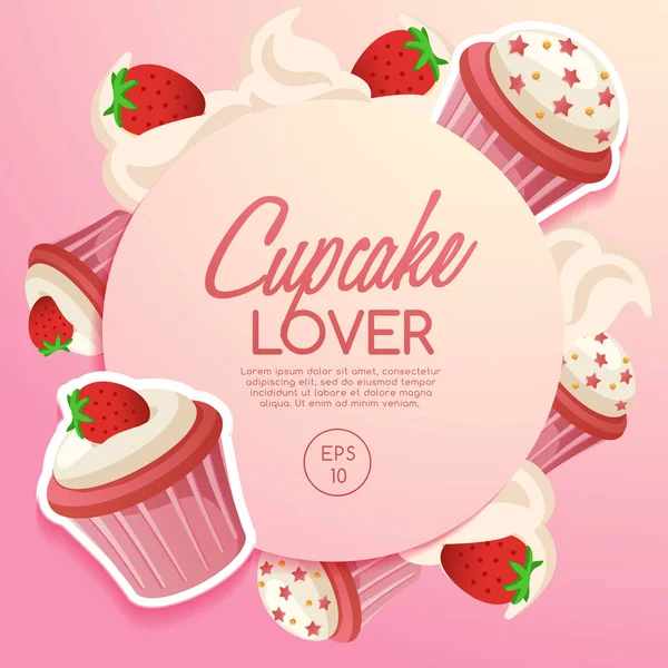 Cupcake elemek: Vektoros illusztráció — Stock Vector