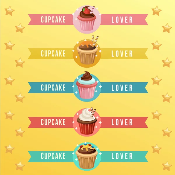 Cupcake elemek: Vektoros illusztráció — Stock Vector