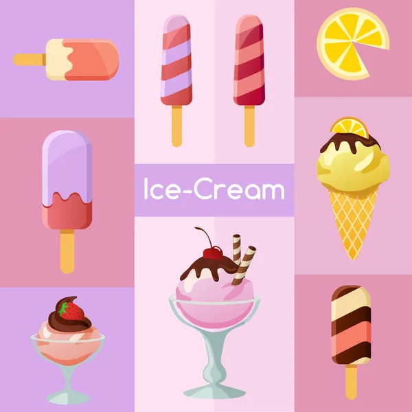 Helados Elementos: Ilustración vectorial — Vector de stock