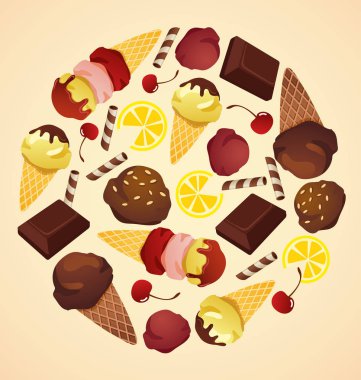 Dondurma elementler: Vektör çizim 