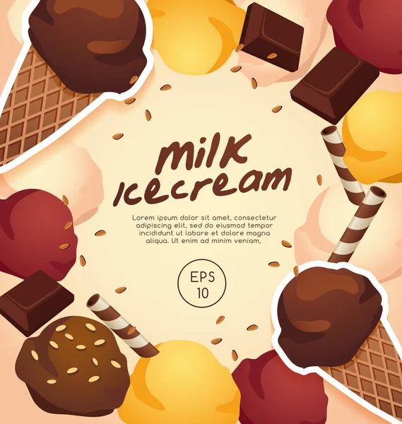 Elementos de sorvete: Ilustração vetorial — Vetor de Stock