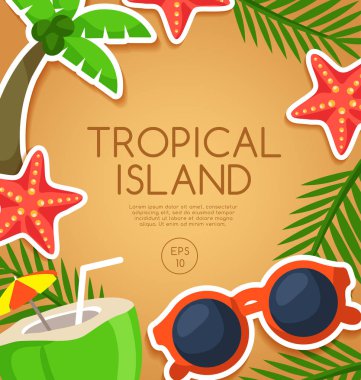 Tropikal Adası: Öğeleri ada: vektör çizim