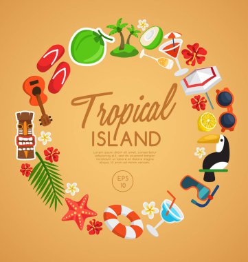 Tropikal Adası: Öğeleri ada: vektör çizim