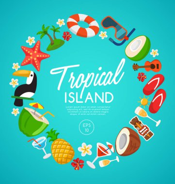 Tropikal Adası: Öğeleri ada: vektör çizim