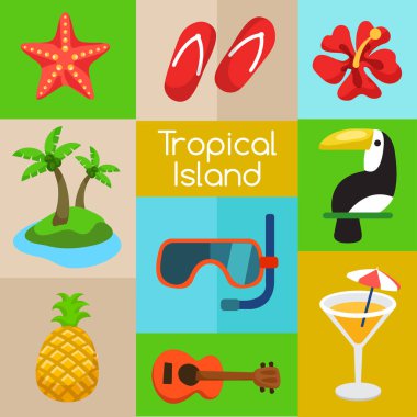 Tropikal Adası: Öğeleri ada: vektör çizim