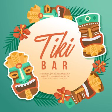 Tiki kabile maskesi: Hawaiian öğeleri: vektör çizim