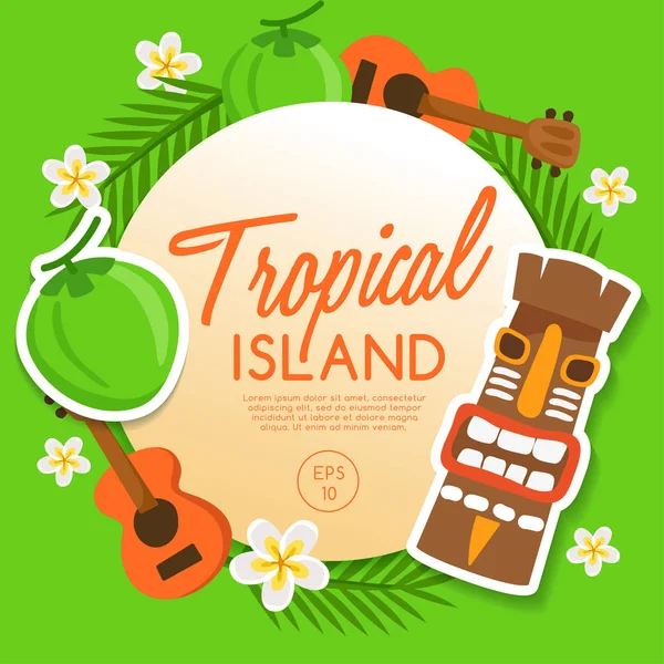 Isla Tropical: Isla Elementos: Vector Ilustración — Vector de stock