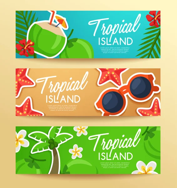 Tropical Island : Island Elements : Vector Illustration — Stock Vector