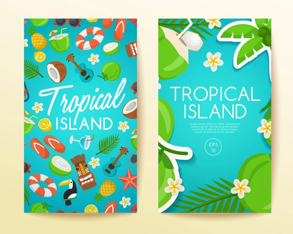 Tropical Island : Island Elements : Vector Illustration — Stock Vector