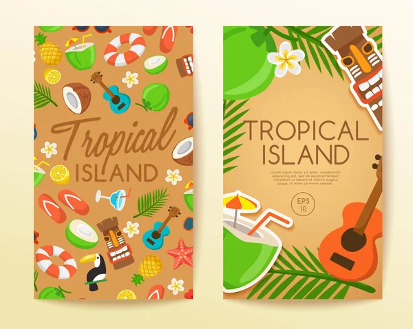 熱帯の島: 島の要素: ベクトル イラスト — ストックベクタ