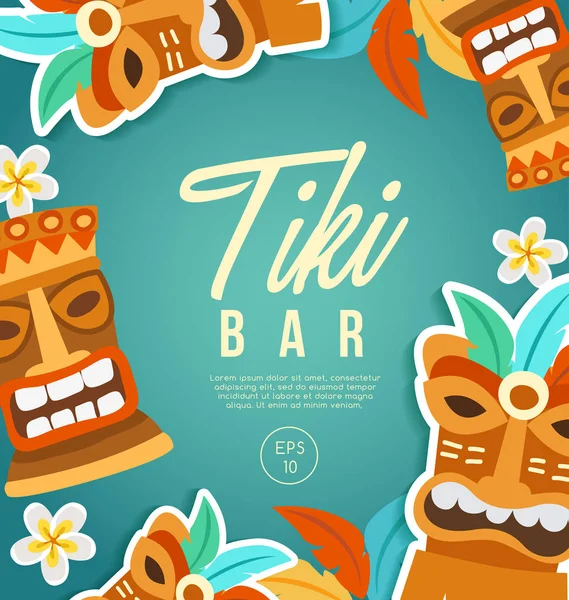 Tiki maski plemienne: Hawaiian elementy: ilustracja wektorowa — Wektor stockowy