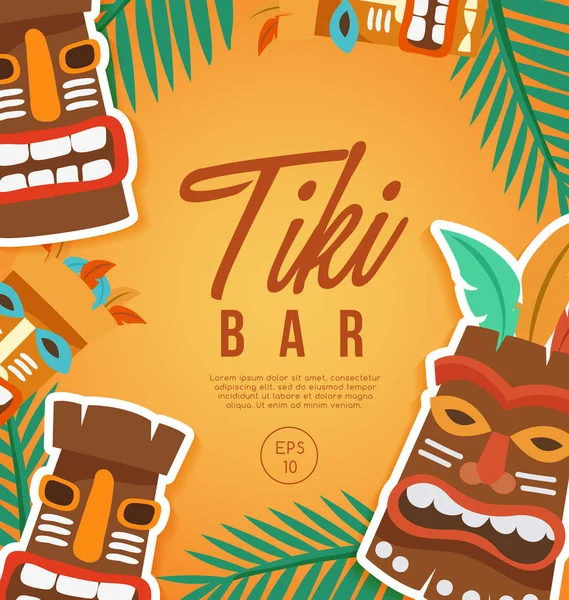 Máscara Tribal Tiki: Hawaiano Elementos: Vector Ilustración — Vector de stock