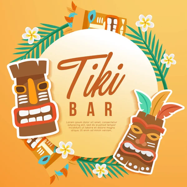 Tribal Tiki-masker: Hawaiian elementen: Vector Illustratie — Stockvector