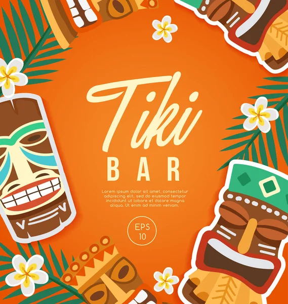 Tiki kabile maskesi: Hawaiian öğeleri: vektör çizim