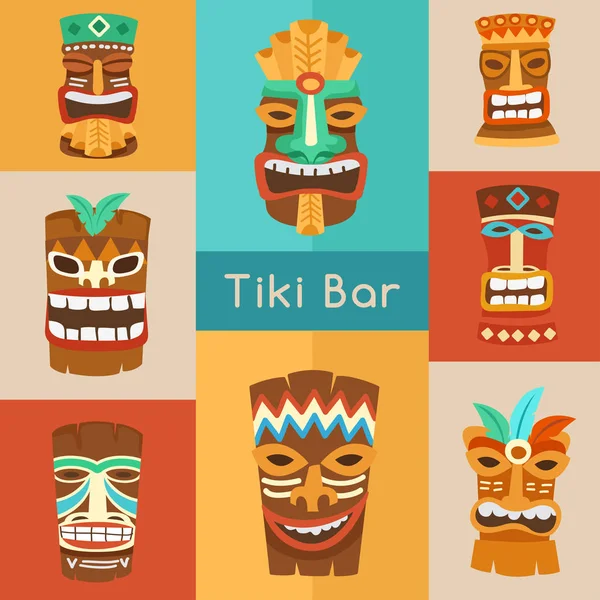 Máscara Tribal de Tiki: Havaiano Elementos: Ilustração vetorial — Vetor de Stock