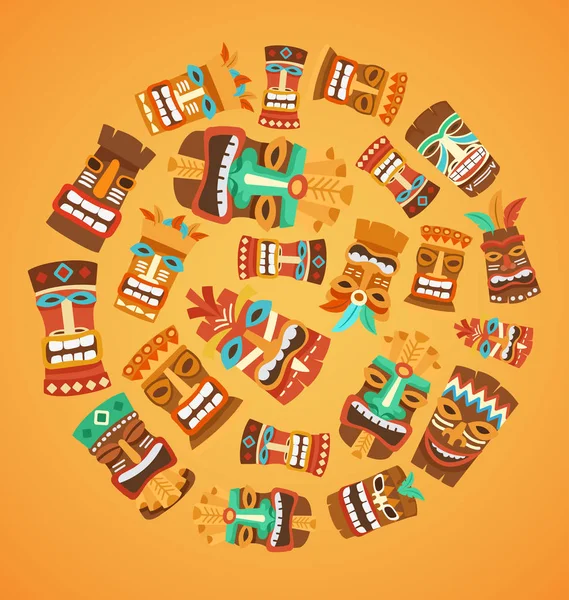 Masque tribal Tiki : Éléments hawaïens : Illustration vectorielle — Image vectorielle