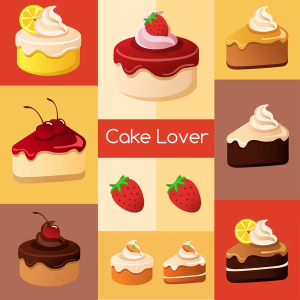 Éléments de gâteau : Illustration vectorielle — Image vectorielle