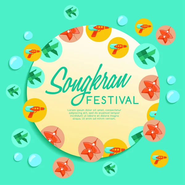 Songkran Festival: Thai Water Festival elementen: Vector Illustratie — Stockvector