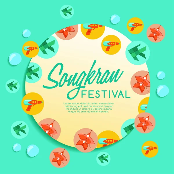 Festival Songkran: Festival Tailandés del Agua Elementos: Vector Illustration — Vector de stock