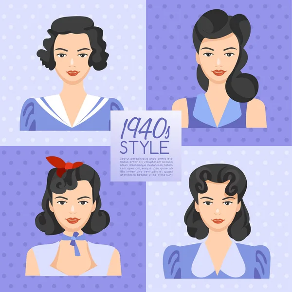 Coiffure Vintage des années 1940 : Illustration vectorielle — Image vectorielle