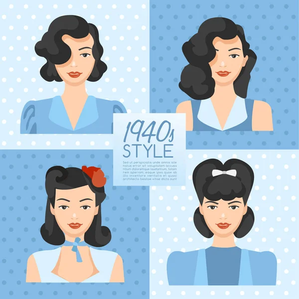 20 世纪 40 年代复古发型︰ 矢量图 — 图库矢量图片