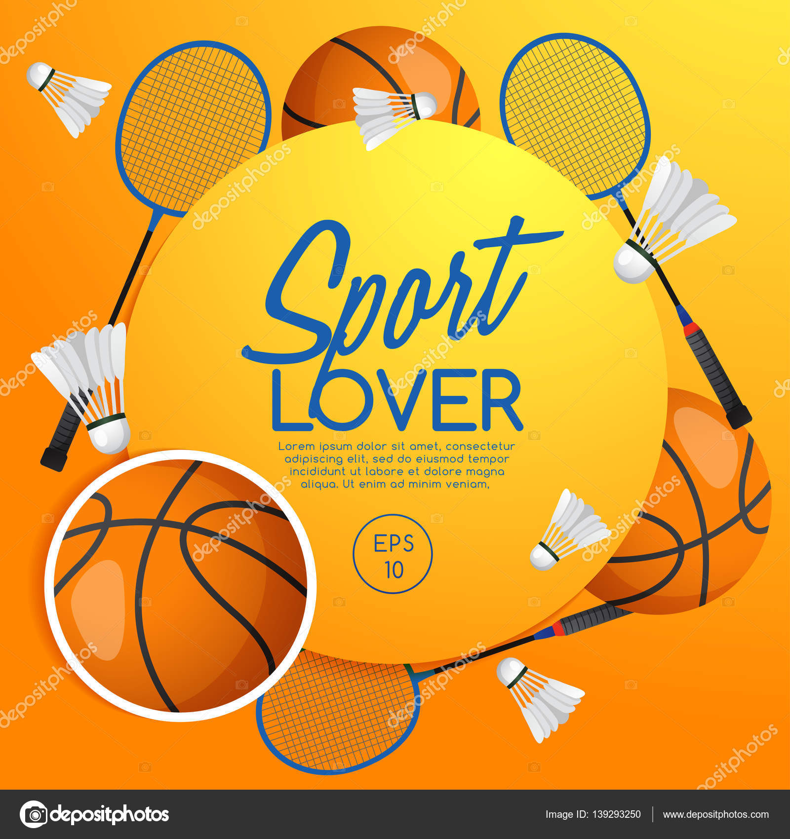 Sport Lover template with Sport Equipment Stock Vector Image by ©daraon