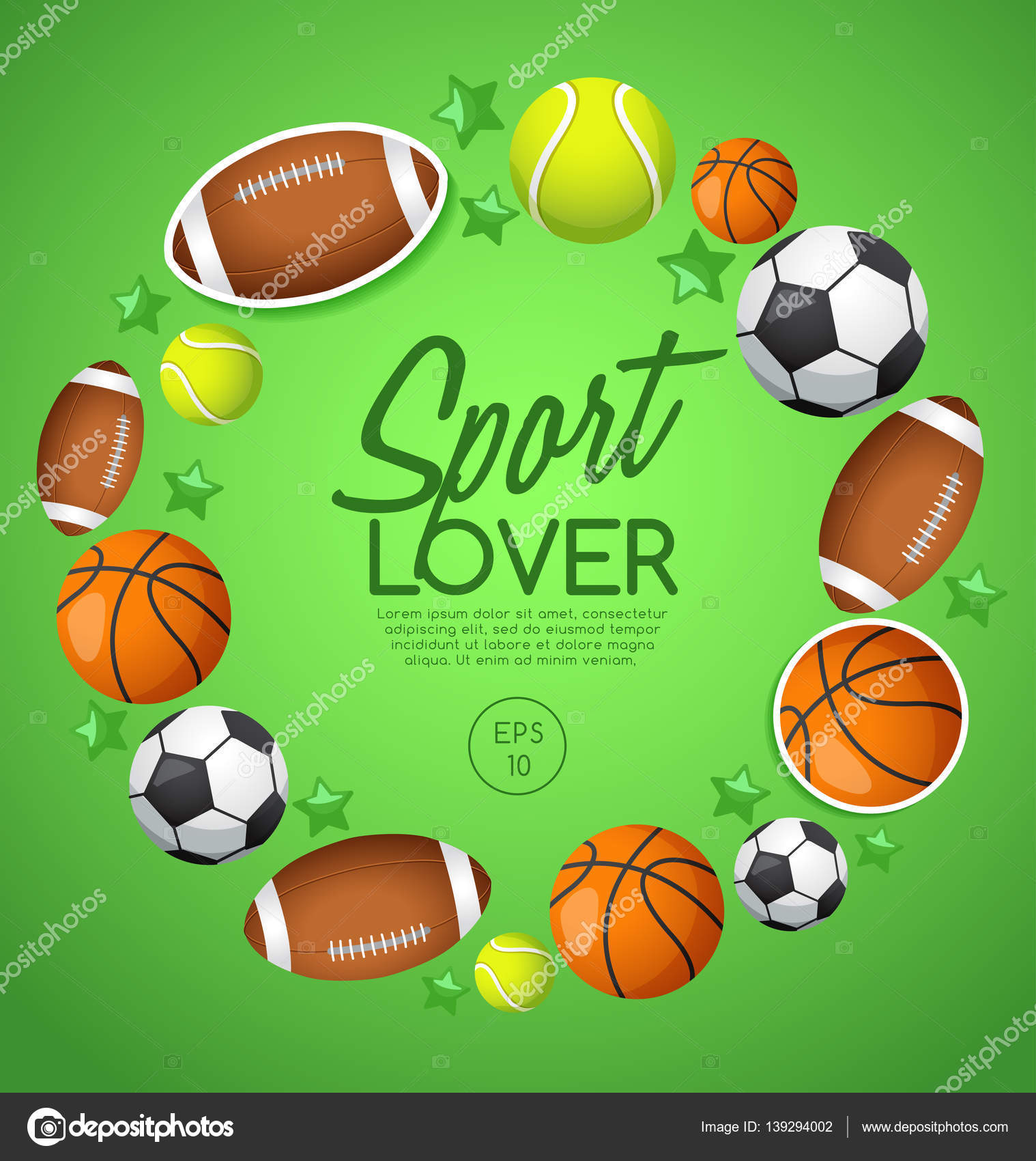 Sport Lover template with Sport Equipment Stock Illustration by ©daraon