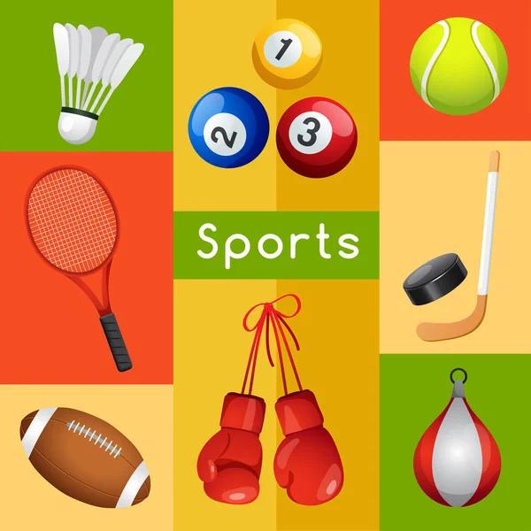 Set de amante del deporte con equipamiento deportivo — Archivo Imágenes Vectoriales