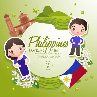 Seyahat Asya: Filipinler turistik: vektör çizim