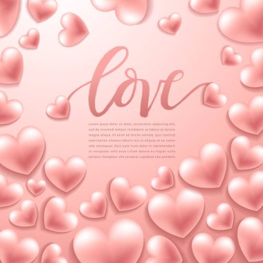 Mutlu Sevgililer günü öğeleri: Gerçekçi Sevgililer günü kalpleri arka plan üzerinde: vektör çizim