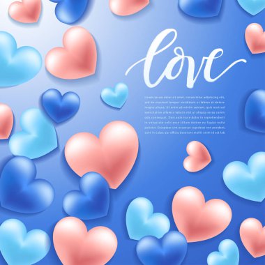 Mutlu Sevgililer günü öğeleri: Gerçekçi Sevgililer günü kalpleri arka plan üzerinde: vektör çizim