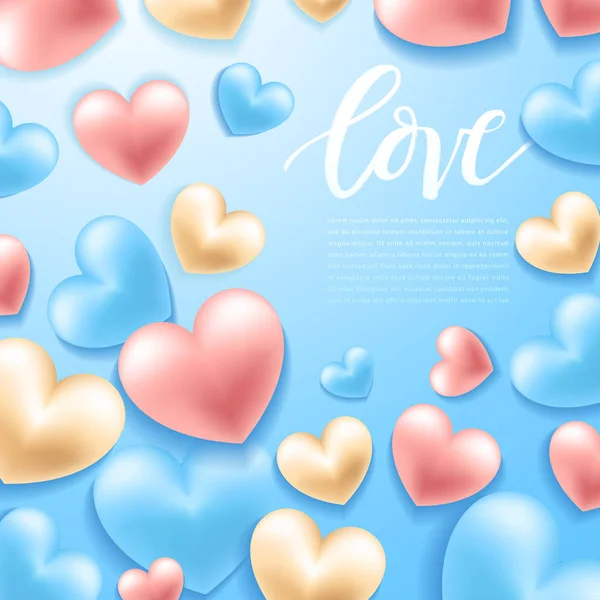 Happy Valentines Day Elements : Realistic Valentine Hearts on Background : Vector Illustration — Stock Vector