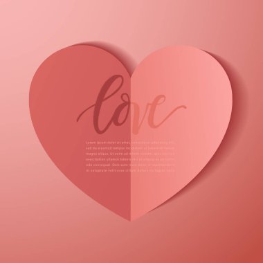 Mutlu Sevgililer günü öğeleri: Gerçekçi Sevgililer kağıt kalp pembe bir arka plan üzerinde: vektör çizim