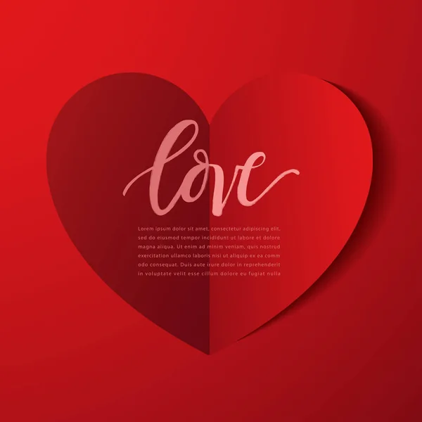Šťastný Valentines den prvky: Realistické Valentine papírové srdce na červeném pozadí: vektorové ilustrace — Stockový vektor