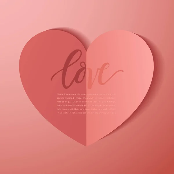 Happy Valentines Day elementen: Realistische Valentine papier hart op roze achtergrond: Vector Illustratie — Stockvector