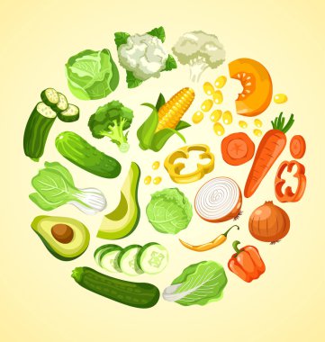 Sebze elementler: Sebzeli sevgilisi: vektör çizim