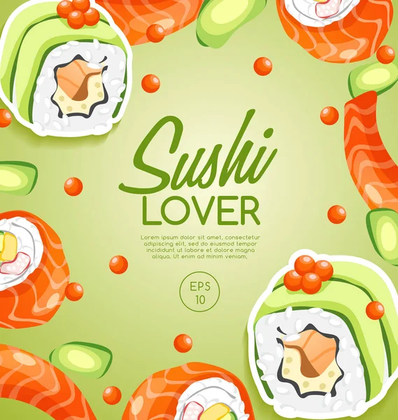 Sushi-Rollen-Elemente — Stockvektor