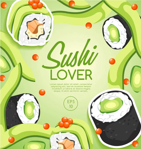 Éléments de rouleaux de sushi — Image vectorielle