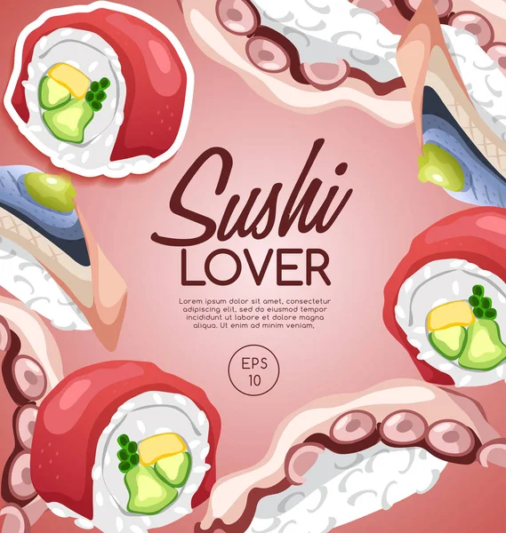 Éléments de rouleaux de sushi — Image vectorielle