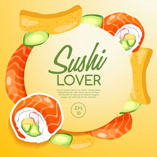 Sushi Rolls Elements — Stock Vector