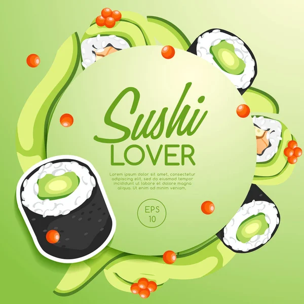 Éléments de rouleaux de sushi — Image vectorielle