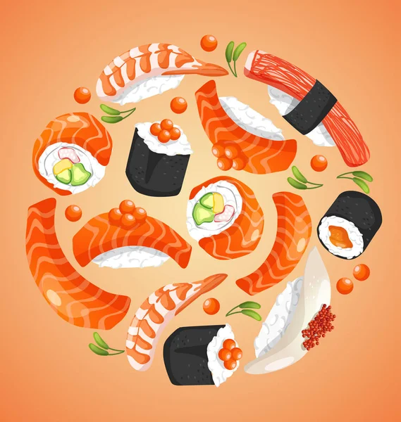 Sushi Rolls elementos —  Vetores de Stock