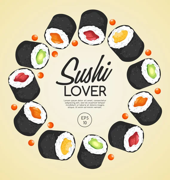 Sushi Rolls Elements — Stock Vector